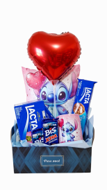 Cesta Stitch almofada/caneca/chocolate